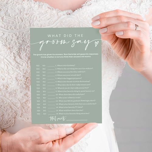 Bridal Shower Games Cards & What Did the Groom Say