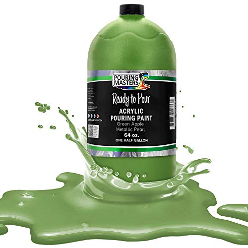 Pouring Masters Green Apple Metallic Pearl Ready to Pour Acrylic Pouring Paint (64 Fl Oz)