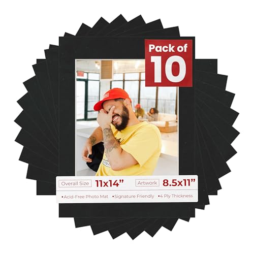 Pack of TEN 11x14 Mats Bevel Cut for 8.5x11 Photos (10 Count)