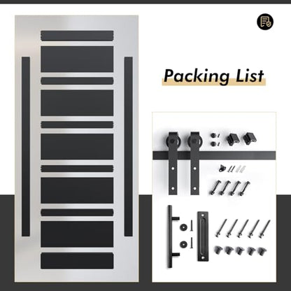 48x84 Black Barn Door with 8FT Sliding Door Hardware Kit