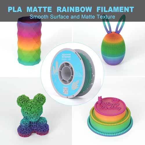 TECSONAR Matte Rainbow PLA 3D Printer Filament (35.274 Ounce)