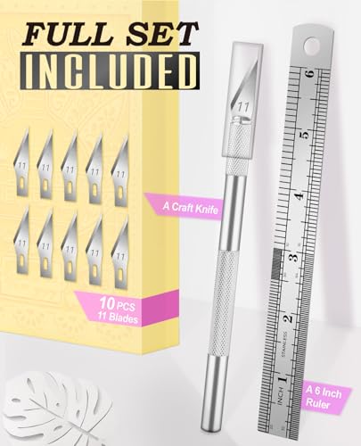 1 Pcs Craft Knife Hobby Knife with 11 Pcs Stainless Steel Blades Kit (12 Count)