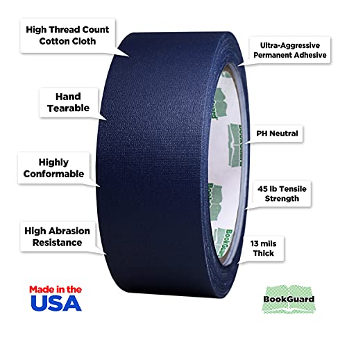 1-1/2 Inch Navy Blue Bookbinding Repair Tape, 15 Yard Roll