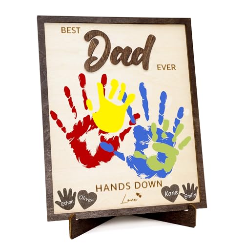 10" Best Dad Ever Gifts for Dadd Custom fathers day from Kids Hands down sign