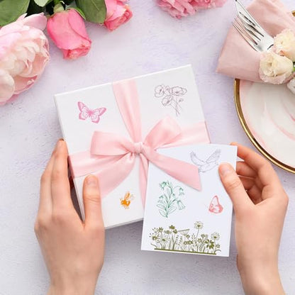 5 Sheets Wildflower Clear Stamps Floral Leaves Butterfly Silicone Transparent Stamps for DIY Craft Card Making Scrapbooking Embossing Album Decor (5 Count)