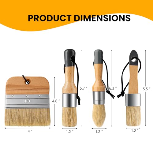 Chalk Paint Brushes Set of 4 (4 Count)
