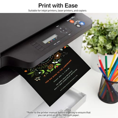 8.5" x 11" Black Colored Cardstock Bulk 150 Sheets Construction Paper Card Stock Printer Paper for DIY Art Crafts