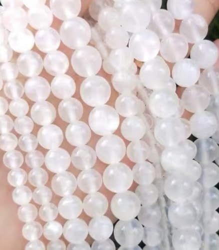 45pcs Adabele Natural White Selenite Crystal Gemstone Not Dyed 8mm Round Beads (47 Count)