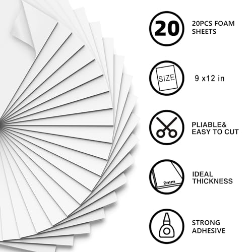 20 Pack Self Adhesive Foam Sheets