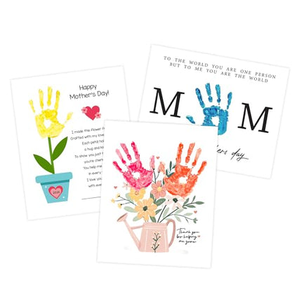 Pack 3 Handprint Floral Flower Bouquet Handprint Craft DIY for Mothers Day Card (3 Count)