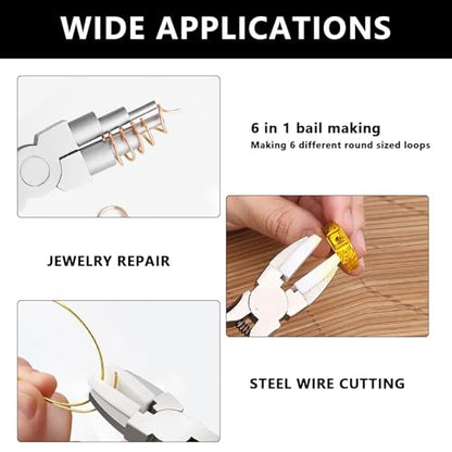 2 Pieces 6 in 1 Jewelry Pliers Jewelry Making Tool