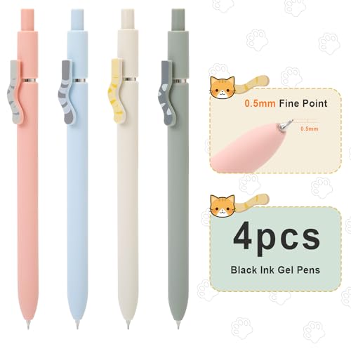 Cat Pens 8Pcs 0.5mm Black Ink Fine Point Pens for Journaling (8 Count)