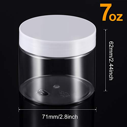 12 Pack 7 oz Plastic Container Jars with Lids Round Clear Travel Cosmetic Container Slime Jars for Toiletries (84 Count)
