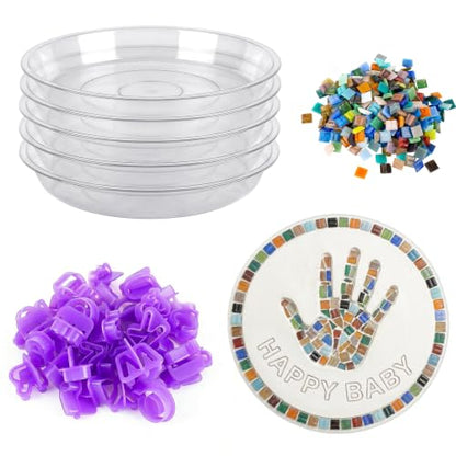 5PCS Stepping Stone Kit Includes 8in Round Cement Molds