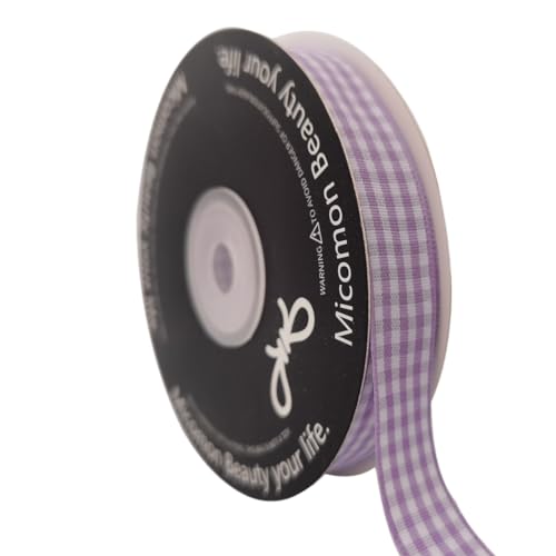 Purple Gingham Plaid Checked Ribbon 25 Yards Each Roll 100% Polyester (75 Foot)