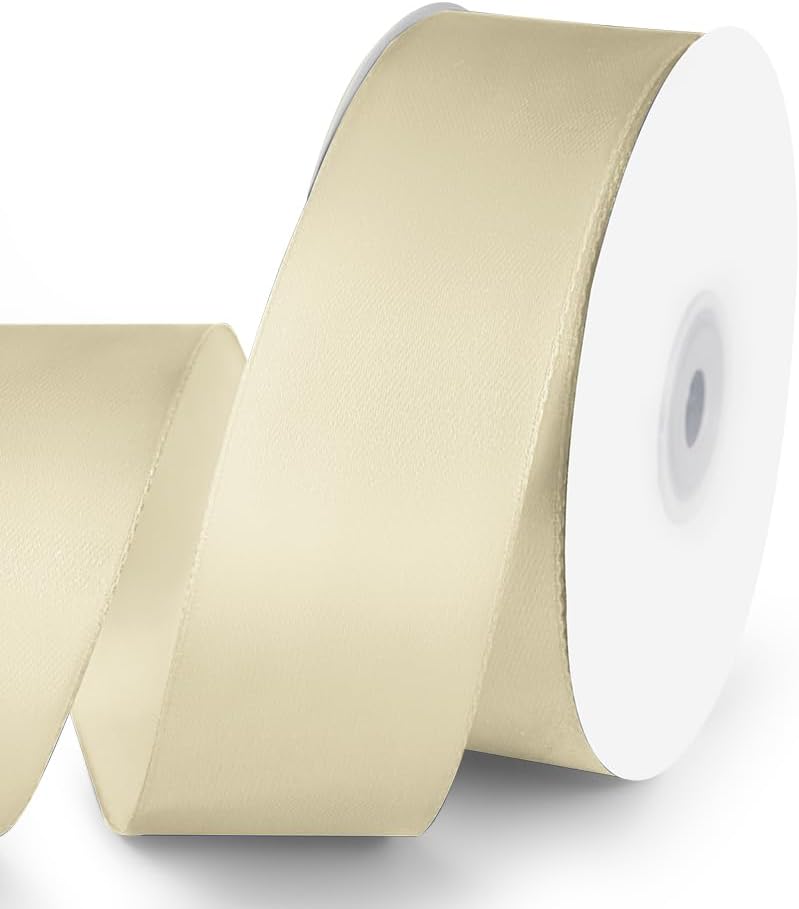 KMER LIFE 1-1/2" Wide x 50 Yards Ivory Single Faced Polyester Satin Ribbon for Wedding Decor, Wreath, Crafts, Gift Wrapping & Other Projects - Crafty Corner