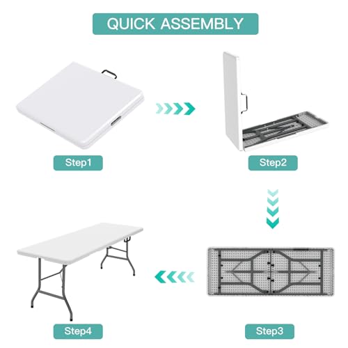 6 ft HDPE Folding Table with Carry Handle