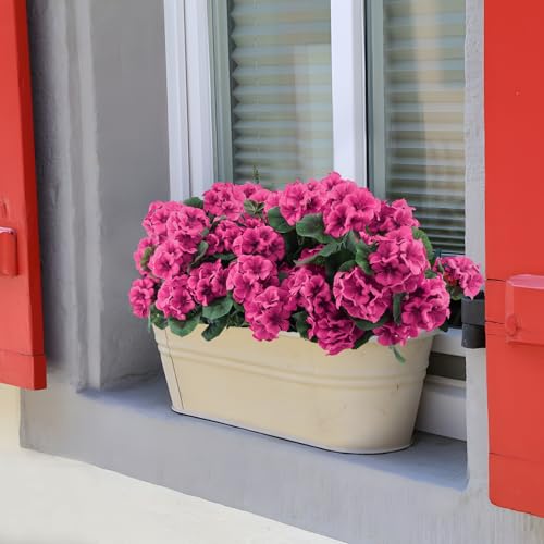 12 Pcs Artificial Geranium Flowers for Outdoors Geranium Silk Flowers Outdoor UV Resistant Garden Plants Faux Flowers for Home Kitchen Table Centerpieces Decor