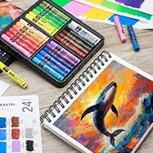 Soft Oil Pastels Set, 24 Vibrant Colors, Oil Pastel Crayons for Artists, Beginners, Teachers, Students, Great Blending and Layering for Art Supplies, Art Painting, Drawing (10 x 70 mm)