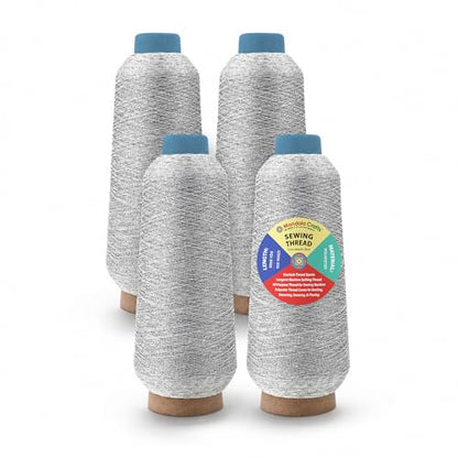 150D 2 Metallic Silver Polyester Serger Threads (24000 Foot)