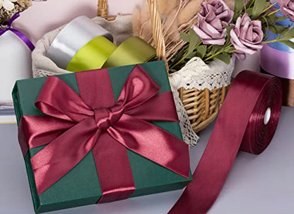 1 1 2 Inch Wine Red Solid Satin Ribbon for Gift Wrapping (150 Foot)