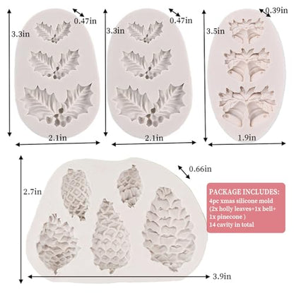 4PCS Christmas Fondant Molds (4 Count)