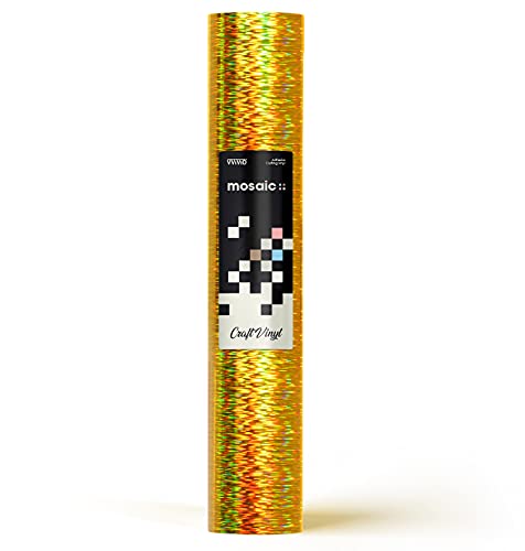 Mosaic+ Gold Brushed Holographic 1ft x 5ft Crafting Vinyl Crinkle