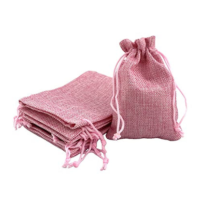 Pack of 25 Burlap Gift Bags with Drawstring Linen Jewelry Pouches Wedding Hessian Jute Bags for Birthday and Treat Pouches Party Wedding Favors Gift