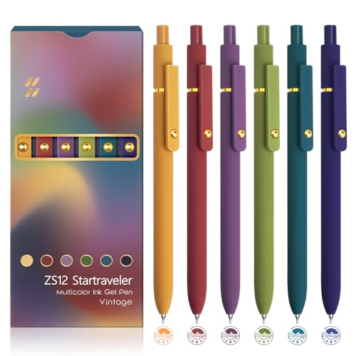 6 Pcs Color Pens for Journaling 0.5mm Fine Point Colored Gel Ink Pen (6 Count)