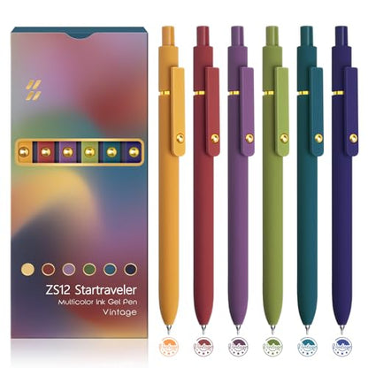 6 Pcs Color Pens for Journaling 0.5mm Fine Point Colored Gel Ink Pen (6 Count)