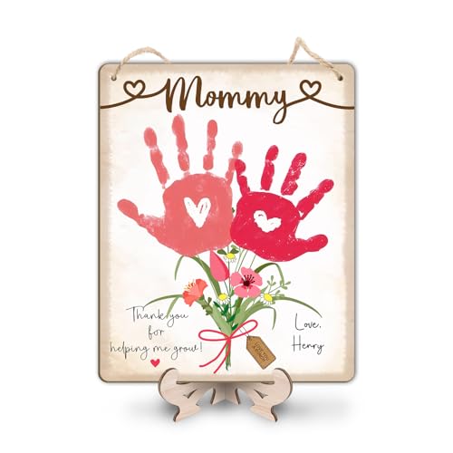 DIY Baby's First Mothers Day Handprint Flowers Hanging Sign