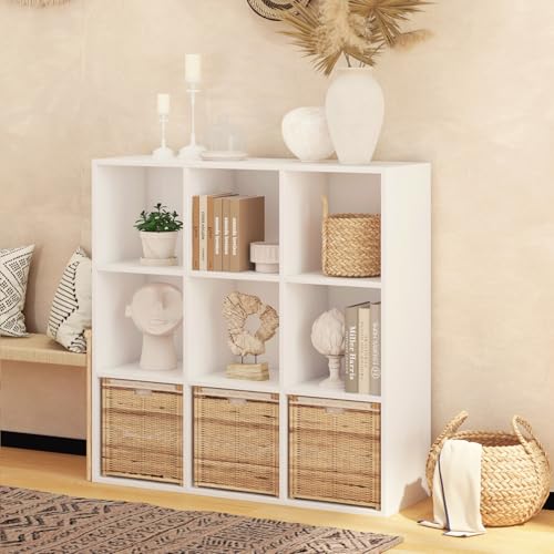 Wooden 9 Cube Storage Organizer with Closed Back Panel (9 Count)