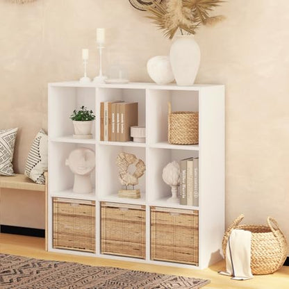 Wooden 9 Cube Storage Organizer with Closed Back Panel (9 Count)
