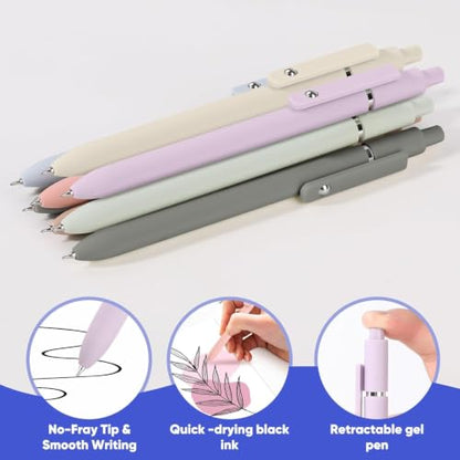 7Pcs Black Ink Gel Pens Smooth Writing Quick Dry Fine Point 0.5 mm (7 Count)