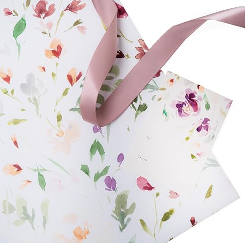 Floral Wedding Wrapping Paper + Ribbon Set with Tags