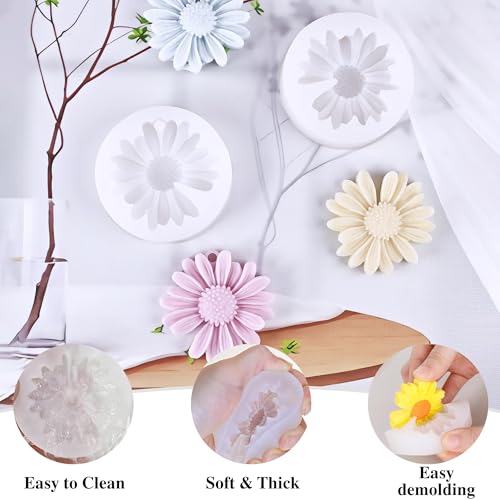 4 Pcs Daisy Flower Candle Molds