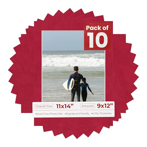 Pack of TEN 11x14 Mats Bevel Cut for 9x12 Photos (10 Count)