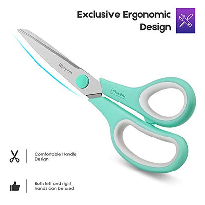 8" Heavy Duty Scissors All Purpose for Office School Crafts Sewing (3 Count)