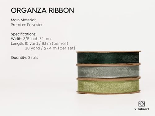 Green Organza Ribbon 3 (3 Count)