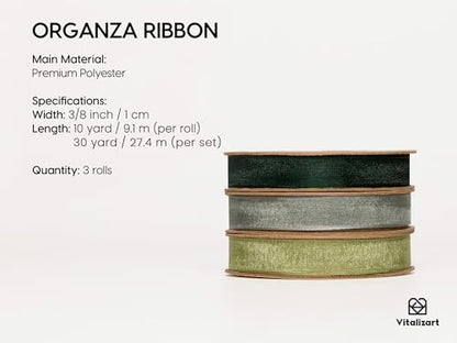 Green Organza Ribbon 3 (3 Count)