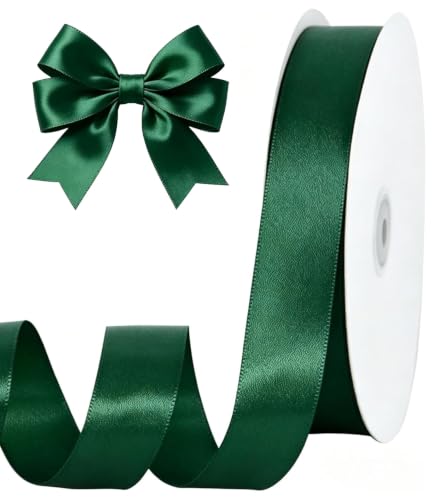 1 Inch x 100yds Dark Green Satin Ribbon for Crafts (300 Foot)