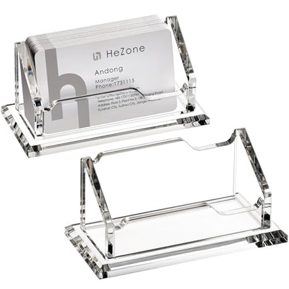 Acrylic Card Holder Clear Horizontal Business Card Organizer Stand for Desk 1 Slots Business Cards Stand for Women and Men