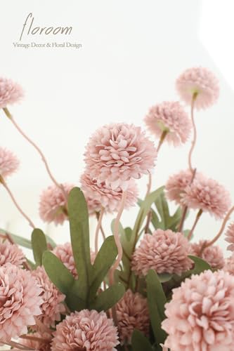 5pcs Shabby Blush Faux Silk Mums Artificial Flowers (25 Count)