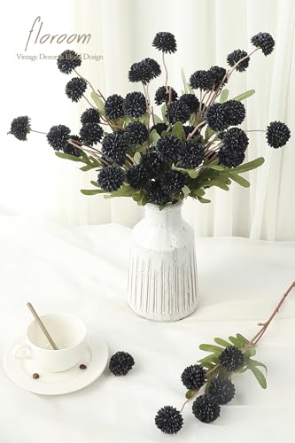 5pcs Black Faux Silk Mums Artificial Flowers (5 Count)