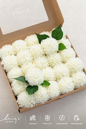 Whte Ivory Artificial Dahlias (25 Count)