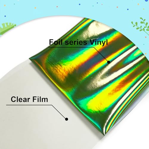 Sheet Metallic Foil Heat Transfer Vinyl olographic Green 12Inch*6Ft HTV VibrantColors for Stunning T