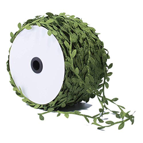 Grass Olive Green Leaves Leaf Ribbon Trim Rope (60 Foot)