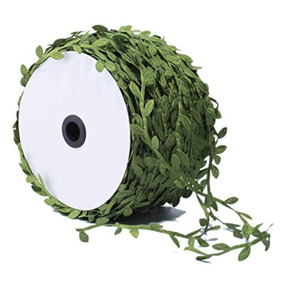 Grass Olive Green Leaves Leaf Ribbon Trim Rope (60 Foot)