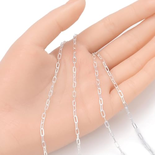 5 Feet Real Sterling Silver 2.5mm Paperclip Cable Chain Findings (5 Foot)