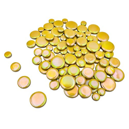200g Iridescent Round Mosaic Tiles for Crafts Bulk (90 Count)